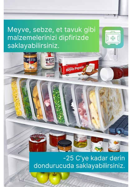 4 Adet Derin Dondurucu Saklama Kabı Seti 2,3 Lt Şeffaf- Buzdolabı Düzenleyici -Dipfriz