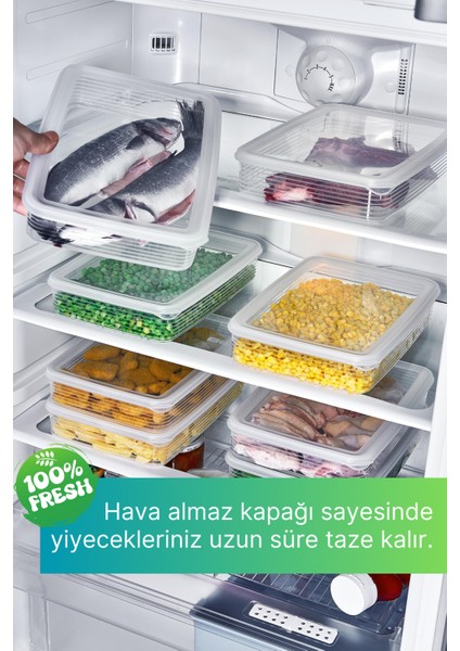 4 Adet Derin Dondurucu Saklama Kabı Seti 2,3 Lt Şeffaf- Buzdolabı Düzenleyici -Dipfriz