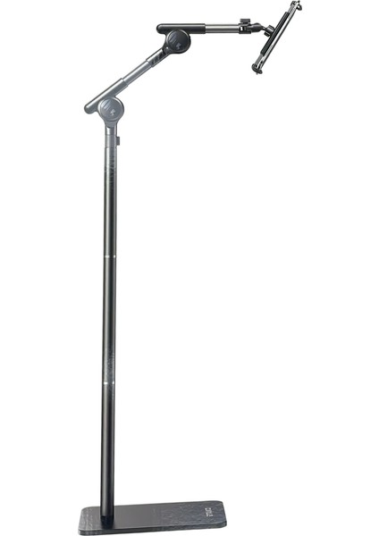 Profesyonel 12.9 Inçe Kadar Uyumlu Tablet Tutucu Yüksekliği Ayarlanabilir 360 Derece Dönebilen Kol ve Stant Olan Metal Taban Alüminyum Gövde 140CM Siyah Renk LD052