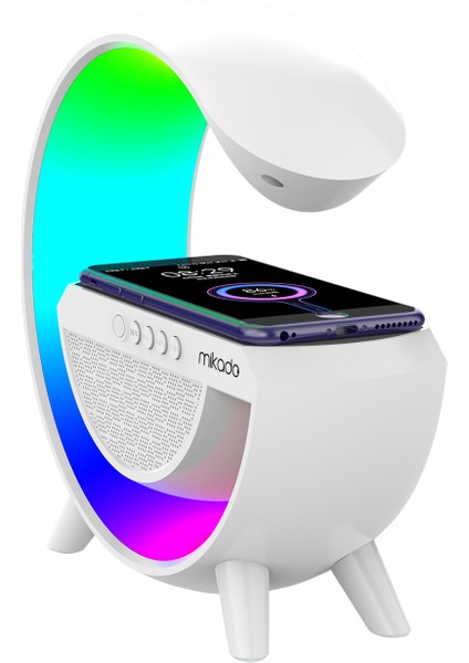 MD-G111 Rgb Işıklı Kablosuz Şarj Bluetooth Hoparlör Speaker 15 Watt Beyz 1800MAH Bt/tf/usb Wireless