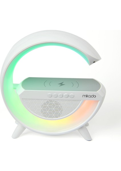 MD-G111 Rgb Işıklı Kablosuz Şarj Bluetooth Hoparlör Speaker 15 Watt Beyz 1800MAH Bt/tf/usb Wireless