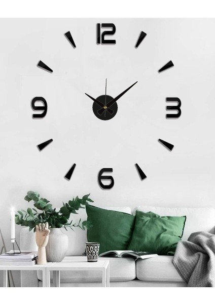 Büyük Boy 3D Latin Rakamlı Yuvarlak Siyah Duvar Saati, Modern Stil, 10 cm Yükseklik fiyatları