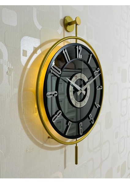 Modern 40x60 cm metal ve cam duvar saati, ışıklı, şık ve zarif tasarım. fiyatları
