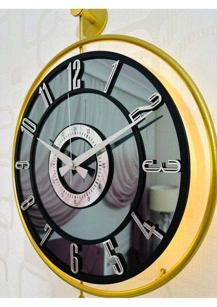 Modern 40x60 cm metal ve cam duvar saati, ışıklı, şık ve zarif tasarım. modelleri