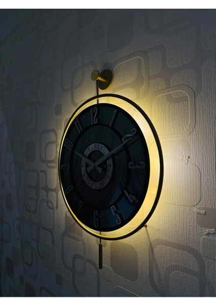 Modern 40x60 cm metal ve cam duvar saati, ışıklı, şık ve zarif tasarım. indirimleri