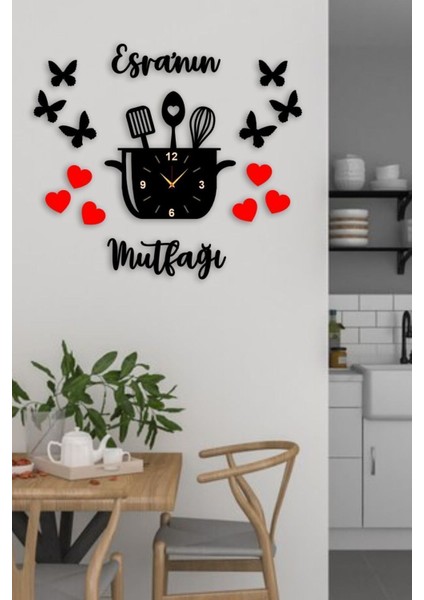 Isimli Dekoratif Mutfak Saati ve Mutfak Dekoru
