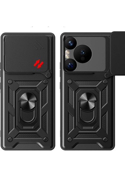Huawei Pura 70 Pro Kılıf Yüzüklü Sürgülü Kamera Korumalı Pars