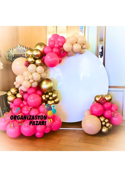 Balon Seti Fuşya-Krom Gold-Deniz Kumu 100 Lü Balon Zinciri Seti