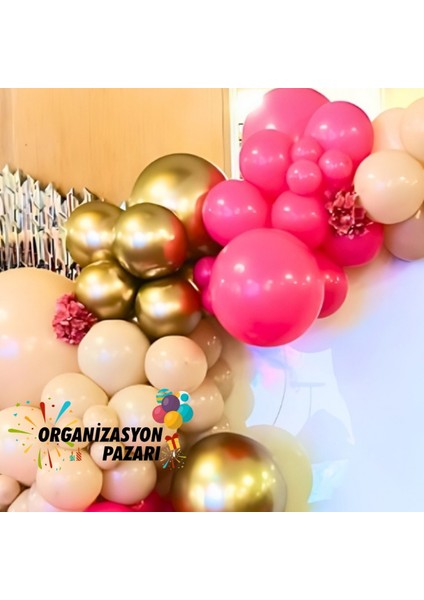 Balon Seti Fuşya-Krom Gold-Deniz Kumu 100 Lü Balon Zinciri Seti fırsatları