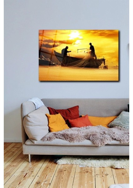 Teknoo- Balıkçılar Cam Tablo Duvar Dekarasyonu