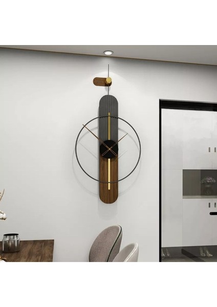 Sahra Elegant Plus 90 cm , Modern Dekoratif Ahşap Metal Duvar Saati
