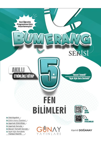 Günay Yayınları 5. Sınıf Bumerang Fen Bilimleri Akıllı Etkinlikli Kitap