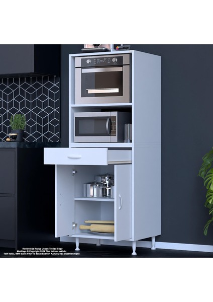 MODİLAYN BİRCE LİNA L-65 x 162,4 cm Çekmeceli Kapaklı Ankastre Fırın Ve Mutfak Dolabı