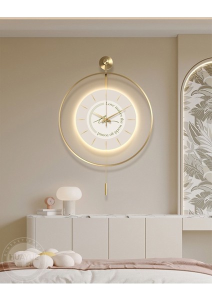 Şık Altın Renkli Modern Metal Duvar Saati, 75x105 cm, Zarif Tasarım