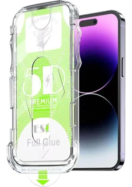 Apple iPhone Ile Uyumlu Hizalama Aparatlı ve Takılırken Camın Altında Kesinlikle Toz Bırakmayan Darbelere Karşı Ekstra Güçlü Ekran Koruyucu Cam