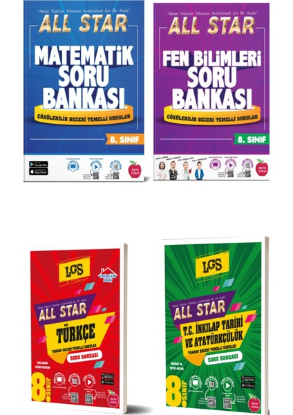 8.sınıf All Star Matematik Fen Türkçe Inkılap Soru Bankası (Lgsye Hazırlık)