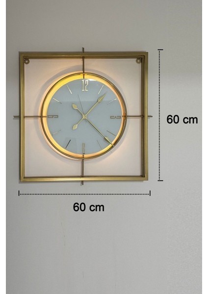 Gold Kristal Square 60 cm Modern Dekoratif Ev Ofis Salon Metal Duvar Saati