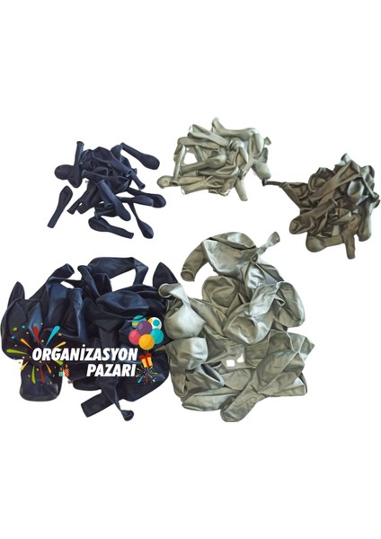 Balon Seti Gece Mavisi-Krom Gümüş-Krom Uzay Gri 60 Lı Balon Zinciri Seti modelleri