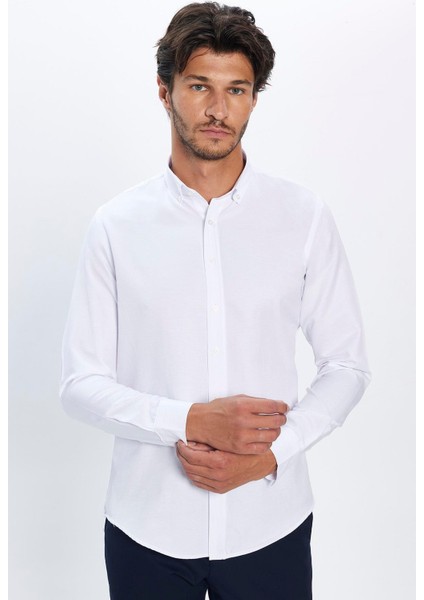 Slim Fit Beyaz Erkek Gömlek