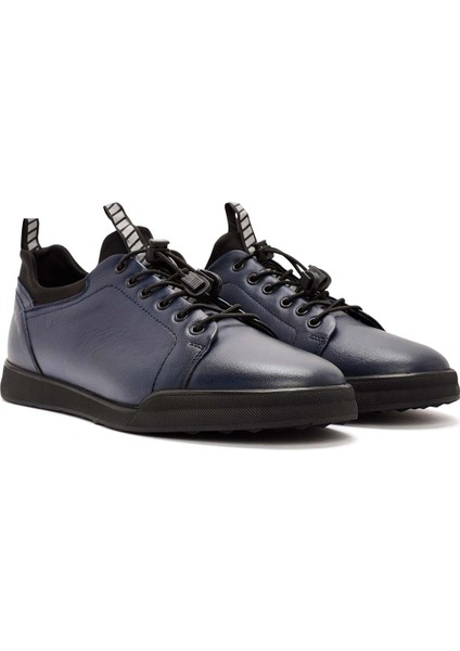 Erkek Lacivert Bağcıklı Deri Sneaker 24WFD641118 modelleri