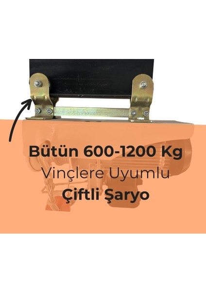 600-1200 kg Elektrrikli Vinçlere Uyumlu Çiftli Şaryo