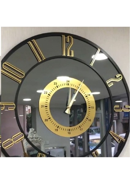 Cam Ayna Duvar Saati 40CM (Pleksi Değildir)