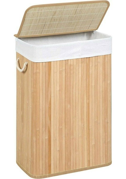 Kahverengi Bambu Çamaşır Sepeti - 60 Litre 50-99 L Bambu