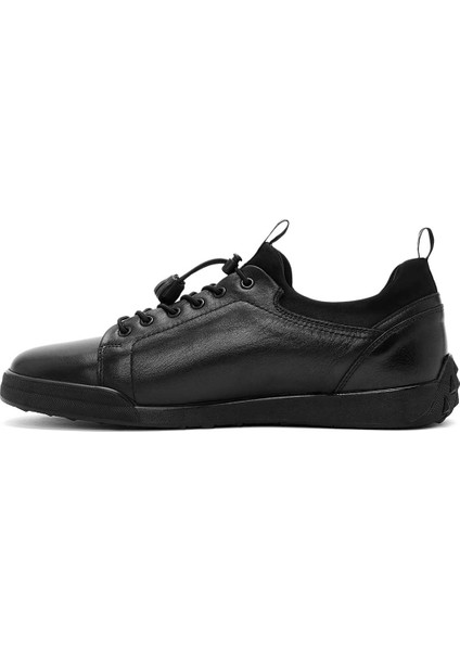 Erkek Siyah Bağcıklı Deri Sneaker 24WFD641118