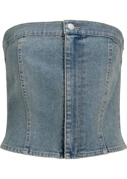 Kadin Straplez Denim Crop - Tinga