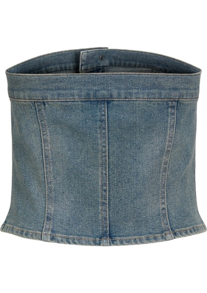 Kadin Straplez Denim Crop - Tinga