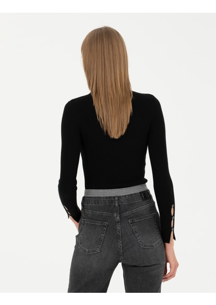 Kadın Siyah Ex. Slim Fit Balıkçı Yaka Kazak 50276230-VR046