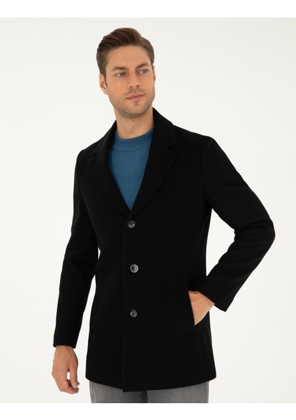 Pierre Cardin Erkek Siyah Ex. Slim Fit Kaşe Kaban 50297487-VR046