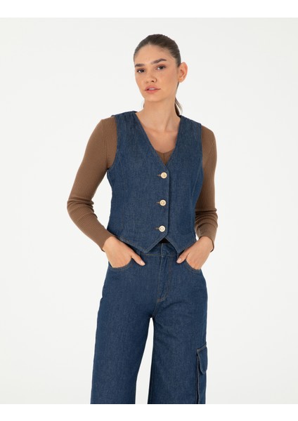 Kadın İndigo Slim Fit Yelek 50291407-VR028