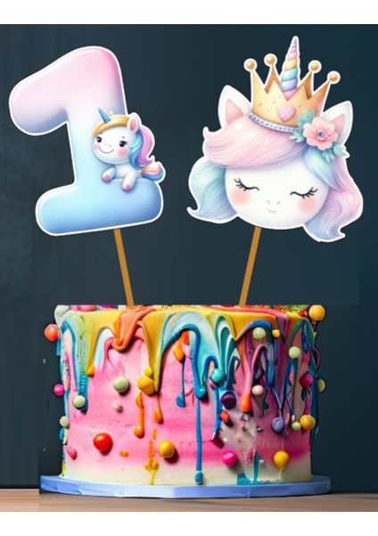 Unicorn Temalı 3 Lü Set One 1 Yaş Doğum Günü Süsü Banner + Pasta Süsü + Cupcake Kürdani fiyatları