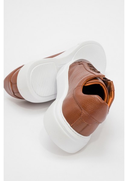 Erkek Yüksek Taban Bağcıklı Comfort Casual Ayakkabı Gerçek Deri Hj 8311M Taba