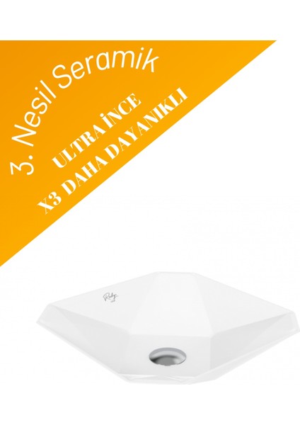 RB040 Ruby Tezgah Üzeri Lavabo 40 x 40 cm İnci Mat Beyaz
