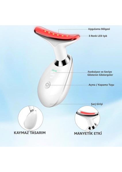 Yüz ve Boyun Masaj Aleti Ems Cihazı Güzellik Cihazı 3 Programlı Yüz Masaj Aleti Sıkılaştırıcı Masaj Aleti Kırşıklık Giderici Masaj Aleti Isıtmalı Masaj Titreşimli Masaj Aleti