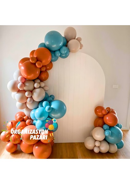Balon Seti Karamel-Derin Okyanus-DumanGri 100 Lü Balon Zinciri Seti