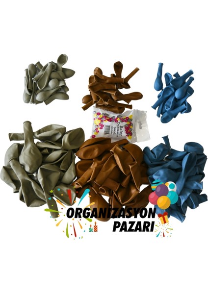 Balon Seti Karamel-Derin Okyanus-DumanGri 100 Lü Balon Zinciri Seti modelleri