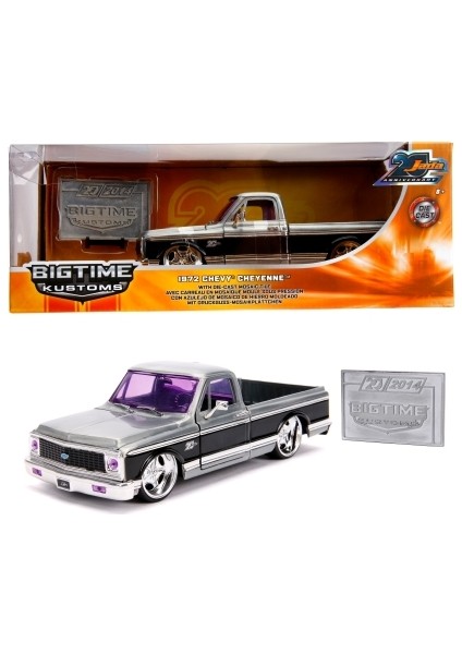 Toys 1972 Chevy Cheyenne Bigtime Kustoms 1:24 Ölçek Metal Döküm Model Araba