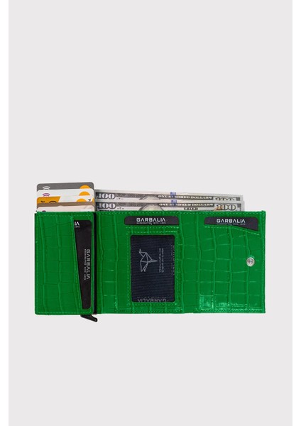 Malta Mekanizmalı Bozuk Para Bölmeli Croco Yeşil Otomatik Kartlık Cüzdan fiyatları