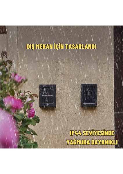 Solar Güneş Enerjili Çift Taraflı Dekoratif LED Aplik Bahçe Duvar Veranda Merdiven Aydınlatma Lambası