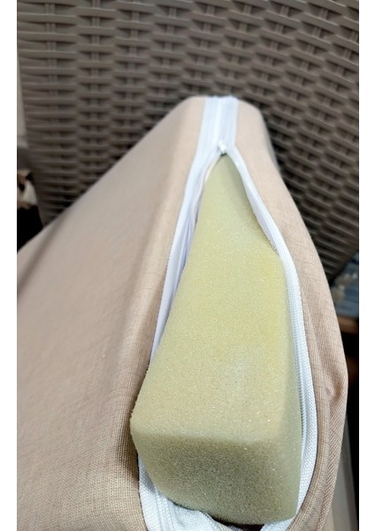 4 Adet Komutan Arkalıklı Sandalye Minderi (Kalınlık 5cm)-Bej