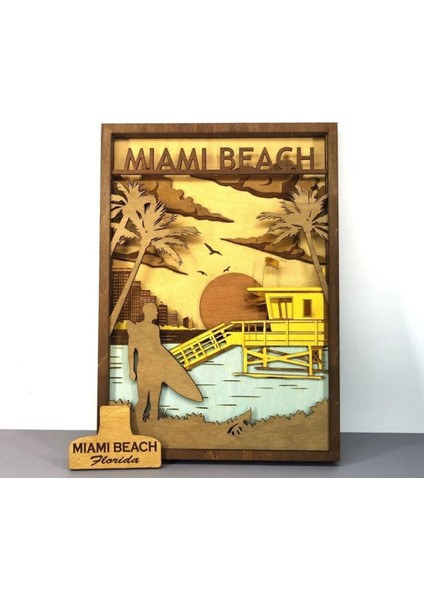 Ahşap Mdf Çok Katmanlı Miami Beach Dekoratif Tablo
