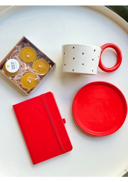 Candlebee Kupa Defter Balmumu Tealight Tabak Hediyelik Set