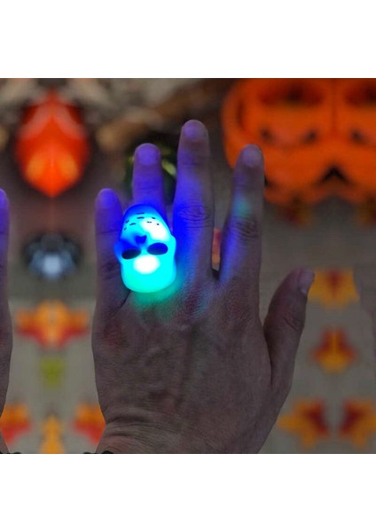 4 Adet Işıklı Pilli LED Işıklı Kurukafa Iskelet Yüzüğü Halloween Yüzük fiyatları
