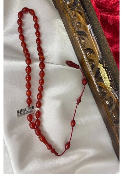 Kehribar Tespih Sıkma Kehribar Doğal Taş Tesbih Gümüş Imameli Depresyon Stres Taşı Ahşap Kutulu