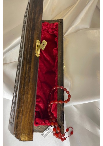 Kehribar Tespih Sıkma Kehribar Doğal Taş Tesbih Gümüş Imameli Depresyon Stres Taşı Ahşap Kutulu