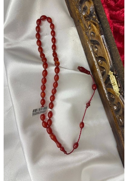 Kehribar Tespih Sıkma Kehribar Doğal Taş Tesbih Gümüş Imameli Depresyon Stres Taşı Ahşap Kutulu
