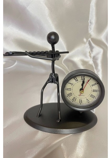 Müzisyen Metal Saat El Yapımı Büro Masa Saat Biblo Fülüt Ney